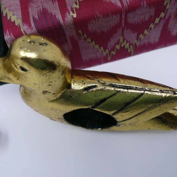Napkin Rings Gold Ducks Carved Wood Boxed Set of Six Bali - Picture 6 of 8